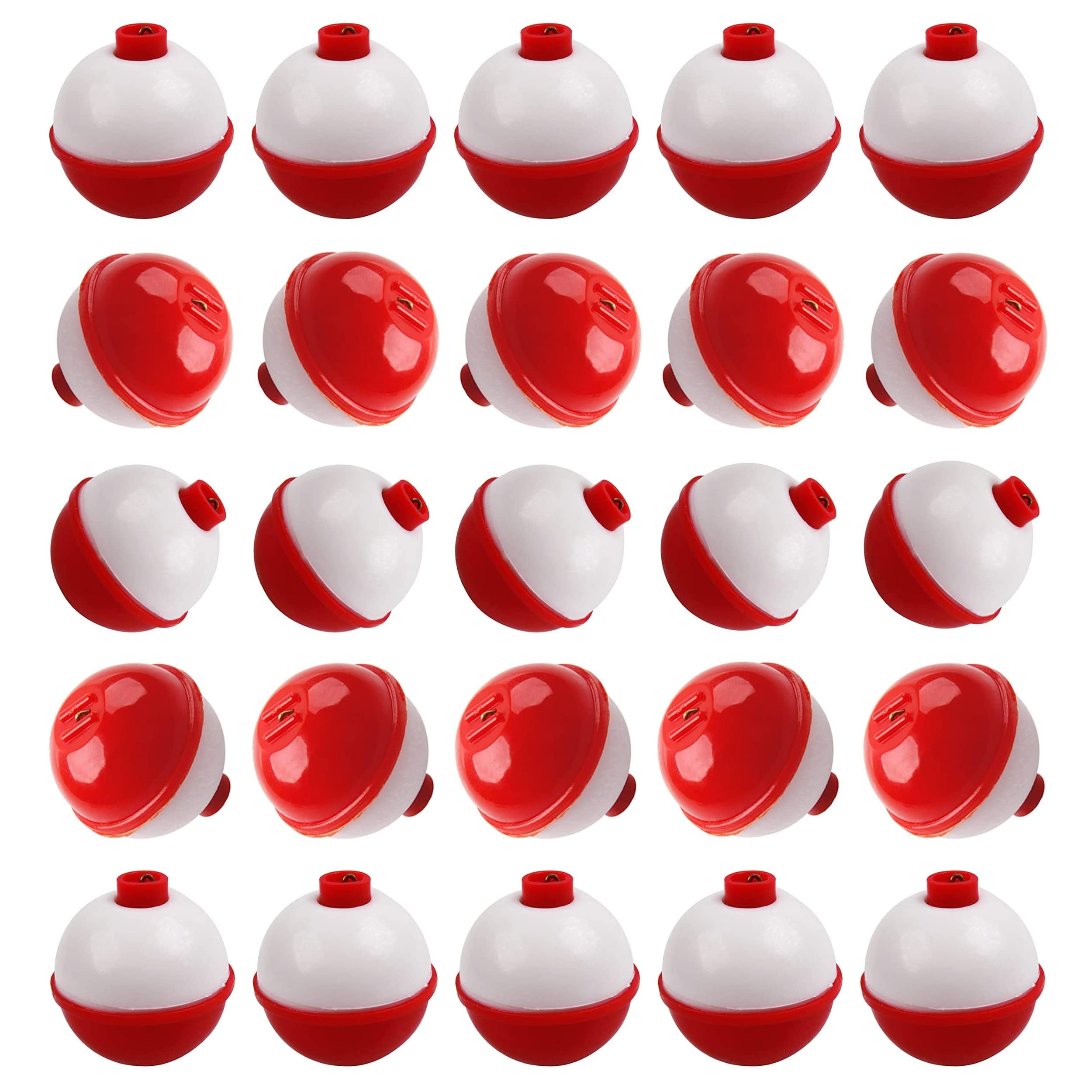 Fishing Bobbers Floats Snap-on Fishing Floats Spring Bobbers Red/White Push Button Round Buoy Kit for Kids Decorations Large Small Size 0.5 0.75 1 1.25 1.5 2inch