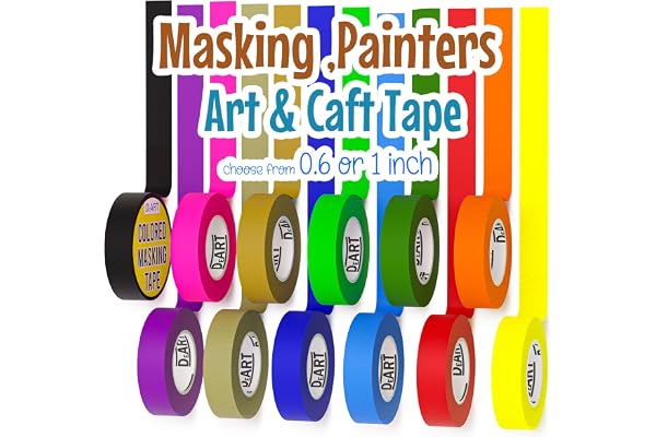 DEART Colored Masking Tape Painters Tape Writable 12 or 8 Pack 1 inch or 0.6 Inches for Arts & Crafts Labeling Coding Whiteboard Thin Paper Tape Craft Supplies Wire Management Scrapbook