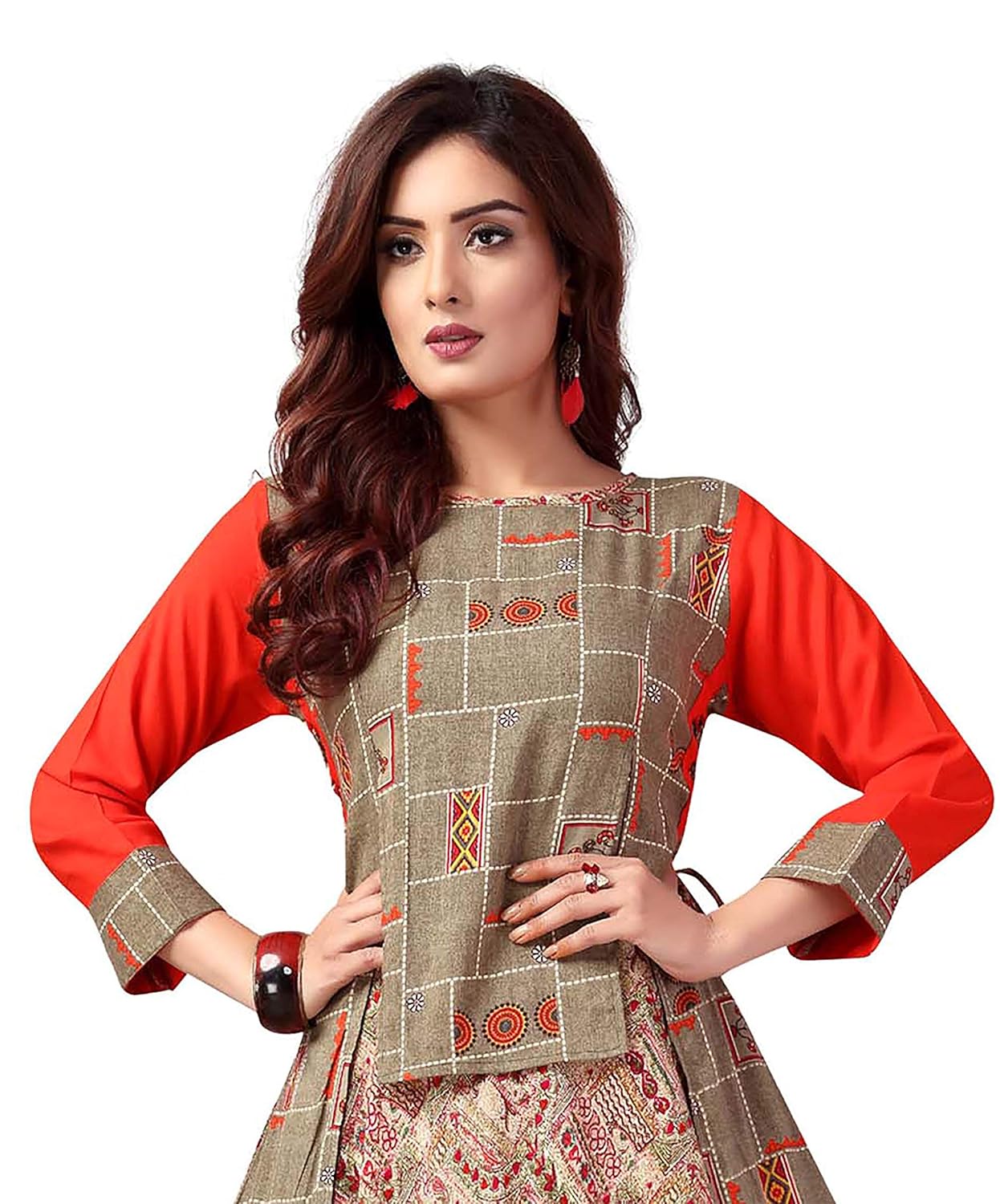 madhuram textiles women's rayon anarkali kurti