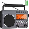 Portable Radio with Best Reception, 4000mAh Rechargeable Digital Radio AM FM Portable with SD Card/USB Playback, Digital Tunner, Big Speaker, LCD Screen(Grey)