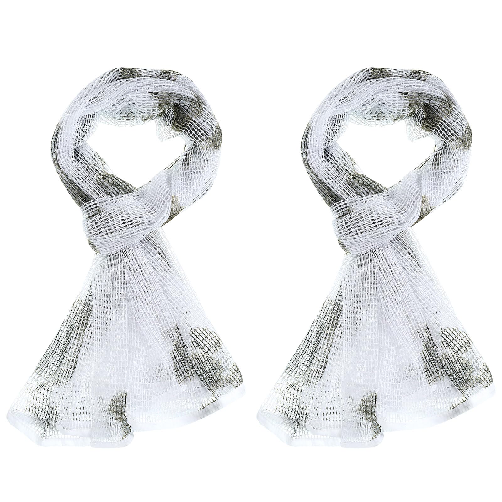 PATIKIL 71"x35" Camouflage Veil Scarf, 2Pcs Camo Netting Veil Camo Mesh Neck Scarves Desert Mesh Scarves for Outdoor Activities, Snow Camo