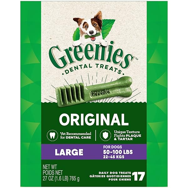 GREENIES ORIGINAL LARGE DENTAL DOG TREATS, 27 OZ. PACK (17 TREATS)