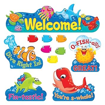 Trend Enterprises Sea Buddies Welcome Bulletin Board Set (47 Piece)