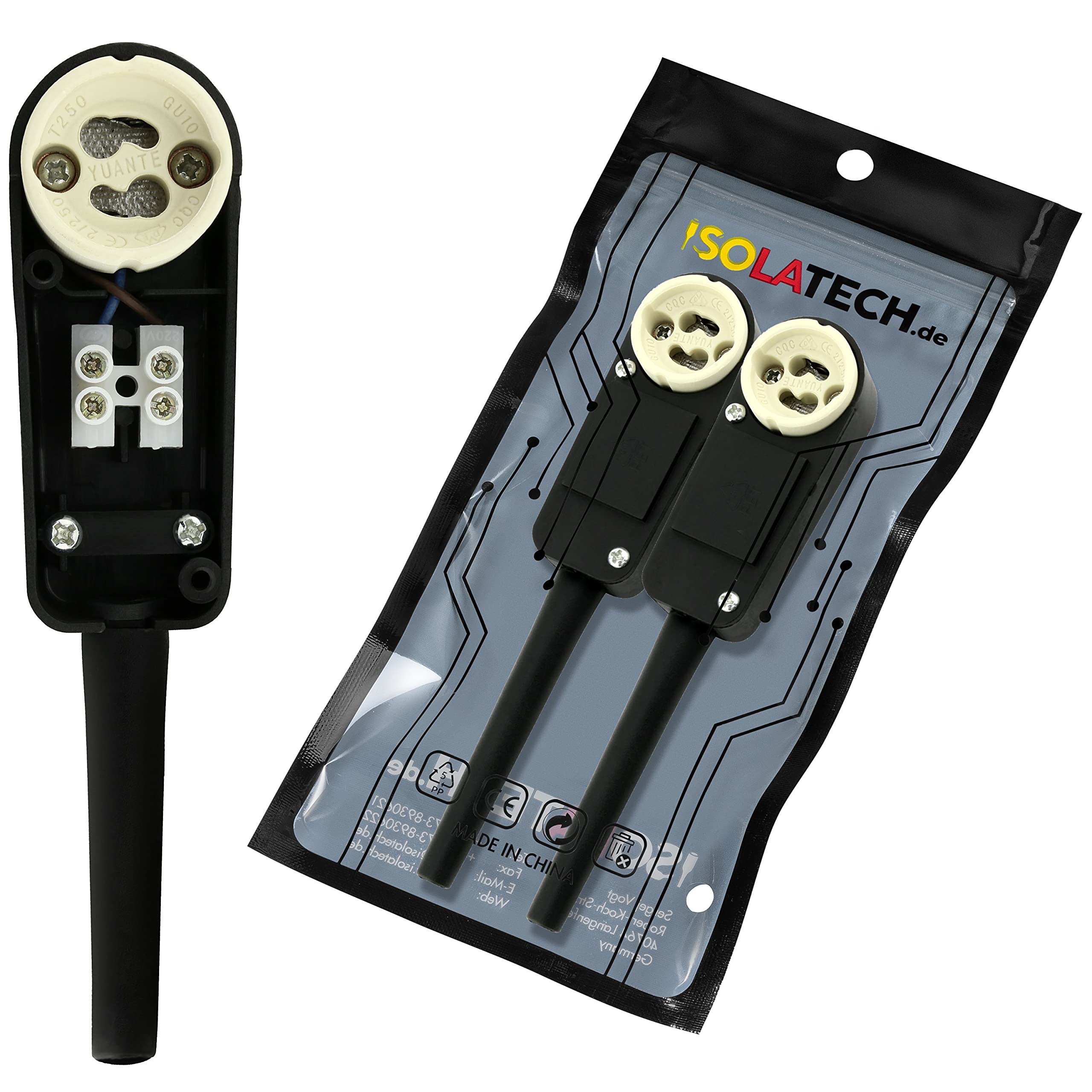 ISOLATECH 2pcs GU10 Socket with Junction Box LED Energy Saving Bulbs (max.250V/2A) Bulbs Home Installation recessed Ceiling Bracket Kitchen Bathroom Socket Accessories