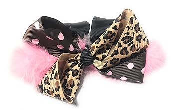 Amazon Com 6 Inch Grosgrain Ribbon And Marabou Twisted Hair Bow