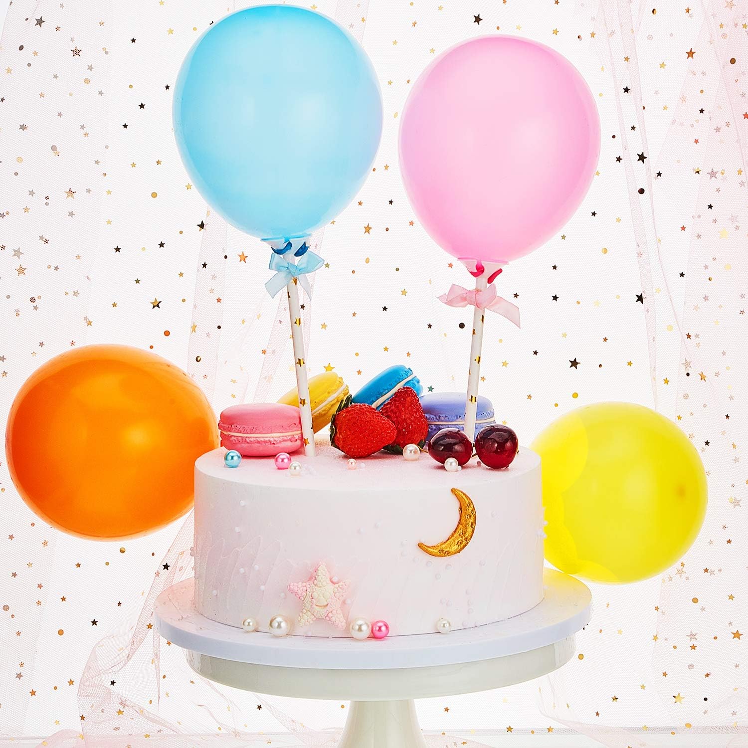 Figurines Pour Gateaux Cuisine Maison Ensemble De 12 Pieces Topper De Gateau De Mini Ballon Decoration De Gateau De Ballon Bricolage En Latex Topper De Baton De Ballon Pour Fete Danniversaire