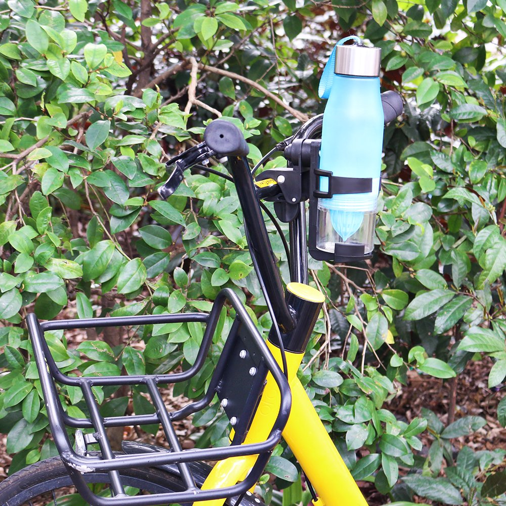 verstellbar Fahrrad Flaschenhalter Rack 360 Grad drehbar Kunststoff Stahl Flaschenhalter für Erwachsene Fahrrad, Mountain Bike, Baby Trolley, Kinder Dreirad, Regenschirm Auto (2 PCS)