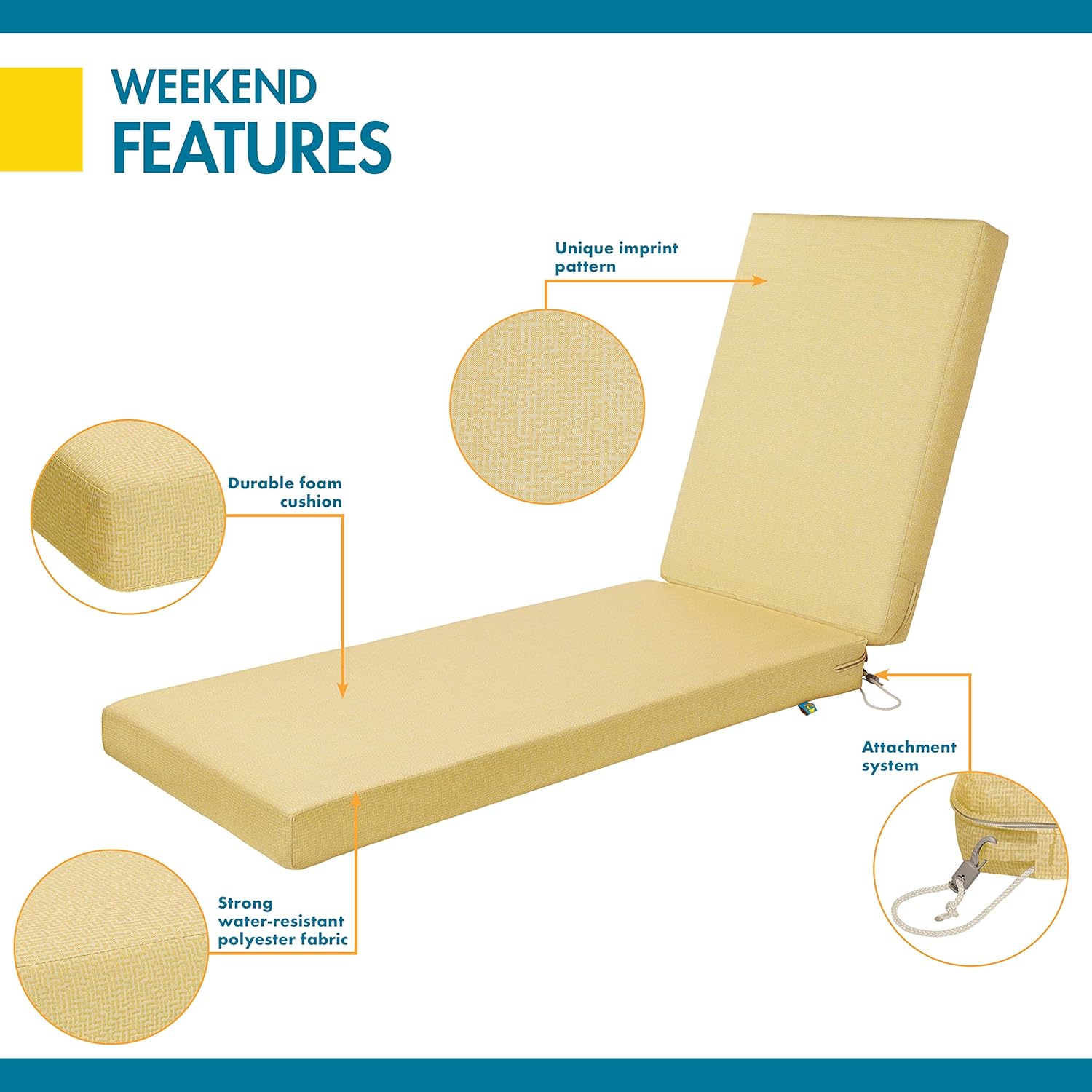 Duck Covers Weekend Water-Resistant 80 x 26 x 3 Inch Outdoor Chaise Cushion, Straw : Garden & Outdoor