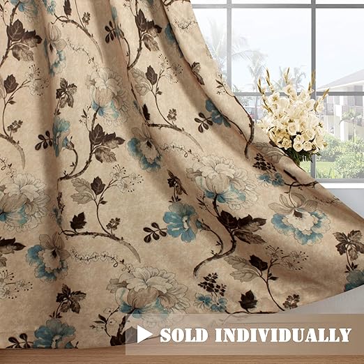 Amazon Com H Versailtex Vintage Floral With Brown Aqua Taupe