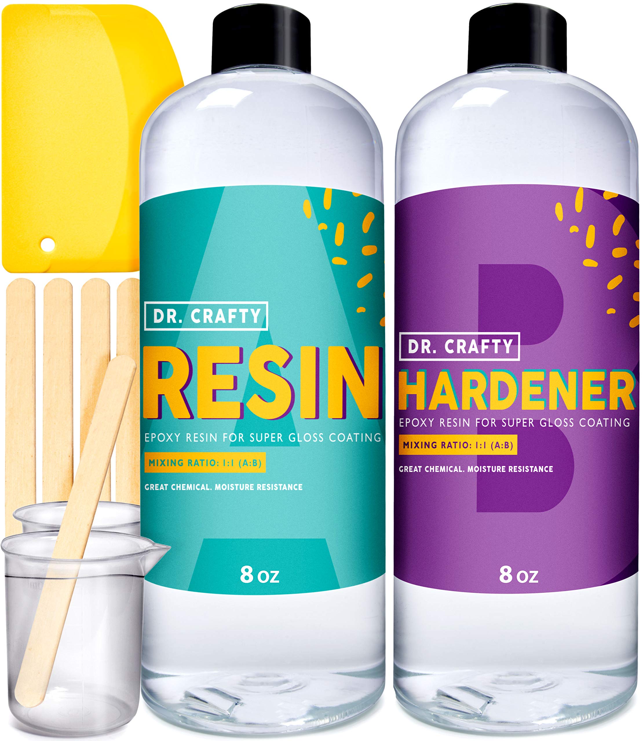 DR. CRAFTY Clear Epoxy Resin 16oz Kit for Jewelry Making Crystal