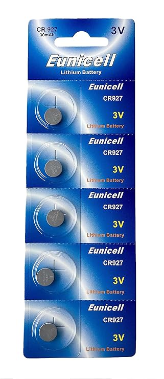 Eunicell 5 x CR927 3V Lithium Knopfzelle 30 mAh (1 Blistercard a 5 Batterien) EINWEG Markenware