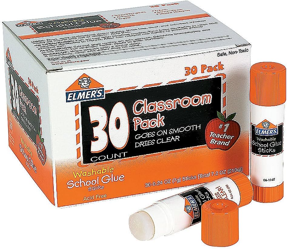 Fun Express Elmers Classroom Pk of Glue Sticks-Clear - 30 Pieces - Educational and Learning Activities for Kids: Toys & Games