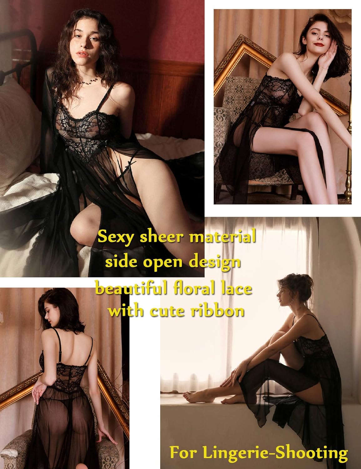 Avidlove Women Lace Lingerie Babydoll Dress Strap Chemise Sleepwear Sexy Nighty S-XXL: Clothing