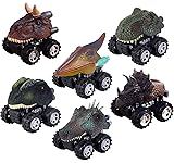 Oiuros Pull Back Dinosaur Cars, Dinosaur Cars Toys with Big Tire Wheel for 3-14 Year Old Boys Girls Creative Gifts, 6-Pack