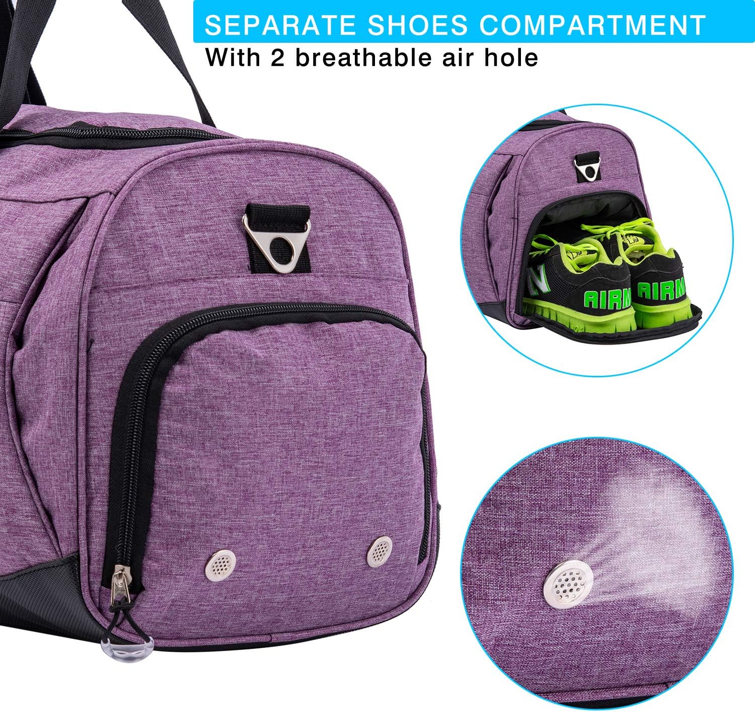  | Kuston Sports Gym Bag with Shoes Compartment &Wet Pocket Gym Duffel Bag Overnight Bag for Men and Women | Sports Duffels