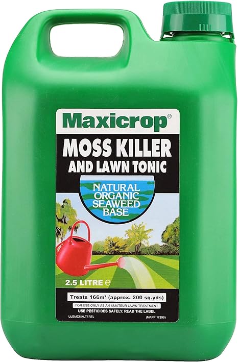 Maxicrop 86600259 Moss Killer Lawn Tonic Natural Seaweed Extract Plus Moss Killer Lawn Tonic 2 5l Concentrate Amazon Co Uk Garden Outdoors