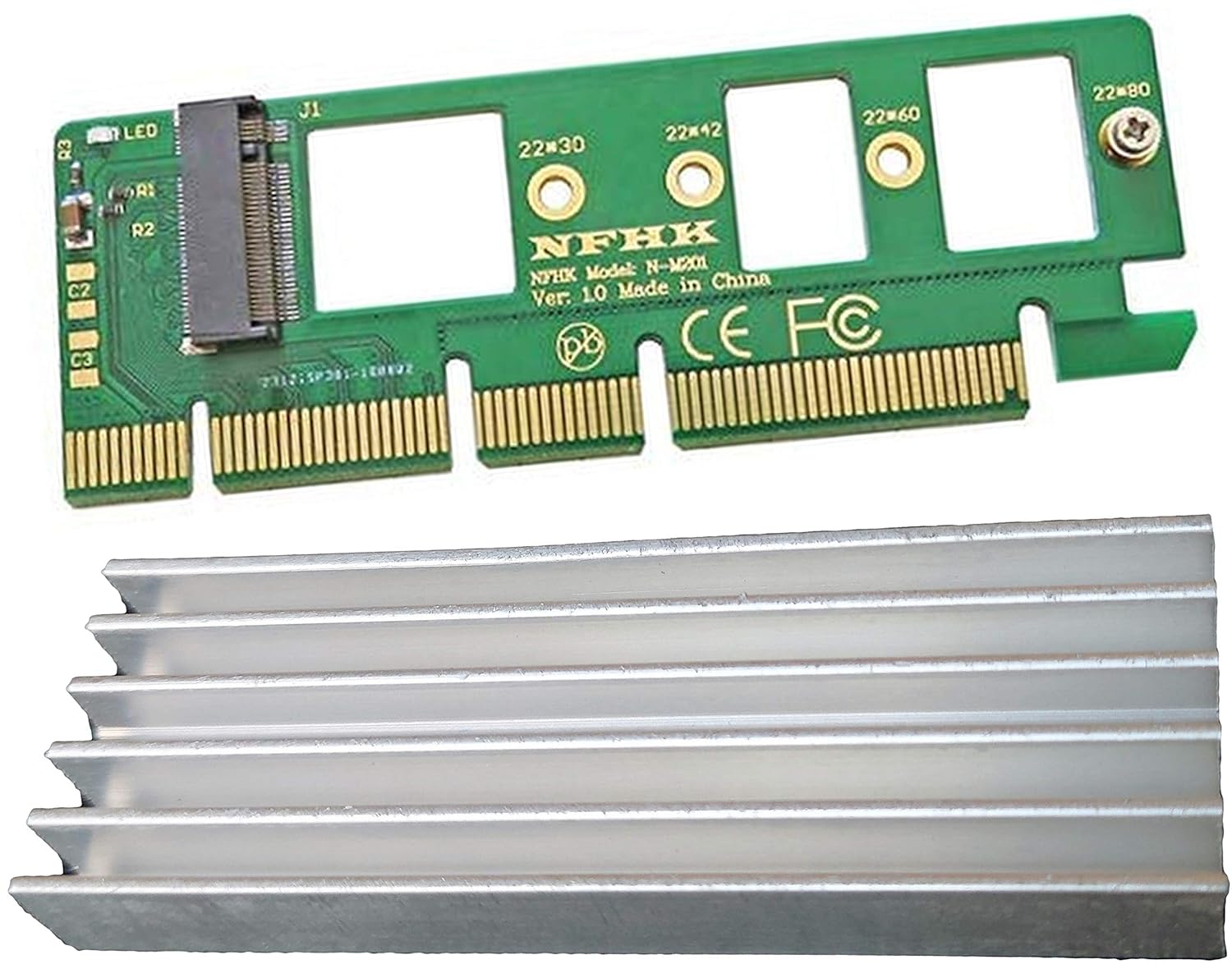 M.2 NVMe SSD to PCI Express 3.0 X16 X4 Adapter with Heavy Duty Heat Sink (ONLY M Key Interface