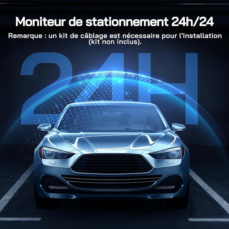 2.5K Dashcam Voiture, Wi-FI Caméra Voiture, IPS 2" Grand Angle 170°, G-Capteur, Mode Stationnement 24H, Vision Nocturne, Enregistrement en Boucle