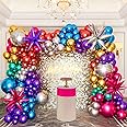 Woaipati 161pcs Shiny Chrome Balloon Garland Arch Kit Retro Disco Dance Party Decorations with 4D Disco Ball Balloons and Explosion Star Foil Balloons for 80s 90s Theme Neon Birthday Galaxy Supplies