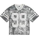 UOUA Mens Jersey Y2k Baggy Shirts Number Graphic Tees Oversized V Neck Tshirts Streetwear Tops