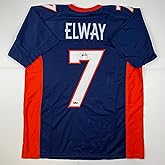 Facsimile Autographed John Elway Denver Blue Reprint Laser Auto Football Jersey Size Men's XL