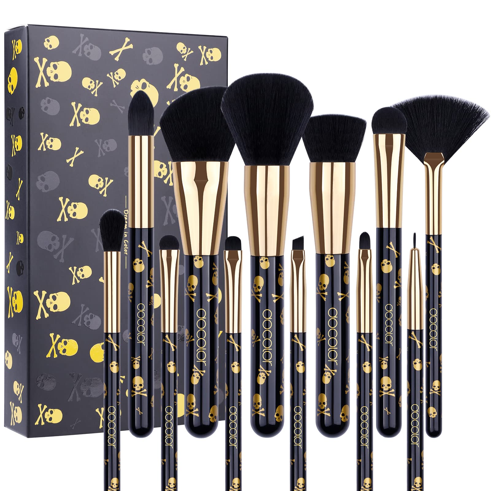 Docolor Makeup Brush Set Professional 12Pcs Goth Makeup Brushes Premium Gift Face Powder Foundation Blending Blush Eye Shadow Cosmetics Brushes