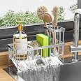 Sponge Holder for Kitchen Sink with Non-Slip Suction Cup,Self-Draining Soap Sponge Caddy, Rustproof 304 Stainless Steel Sink Organizer for Kitchen Countertop Accessories & Storage Rack