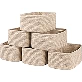 OIASKET 6 Pack Storage Baskets for Shelves, Small Baskets for Shelves, Cute Decorative Storage Bins, Organizer Basket for Gifts Empty, 11.8''Lx7.8''Wx4.7''H-Brown