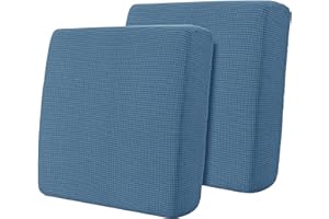 Hokway Stretch Couch Cushion Slipcovers Reversible Cushion Replacement Slipcovers Sofa Cushion Covers(Denim Blue, 2)
