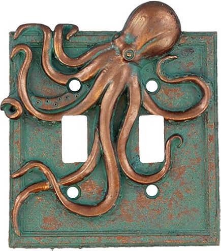Divertida Placa De Pared Para Receptáculo Dúplex De 1 Banda Con Temática Náutica De Pulpo, Cubierta De Enchufe De Interruptor De Tamaño Medio, Placa De Cubierta De Enchufe Para Niños, Decoración