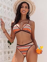 ZAFUL Women's Colorblock Stripes Triangle Bikini