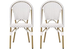 Christopher Knight Home Philomena Outdoor French Bistro Chair (Set of 2), Gray + White + Bamboo Print Finish