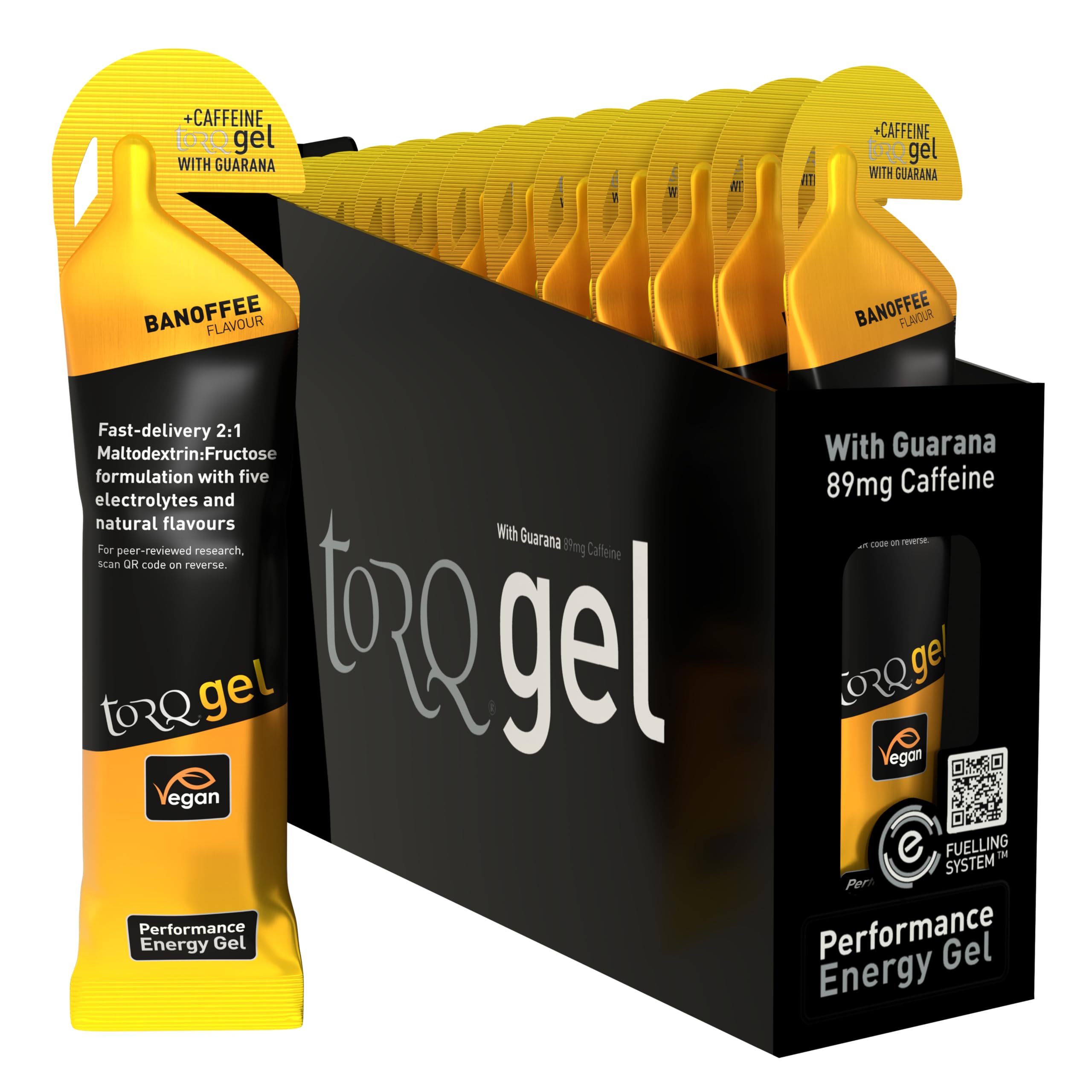 TORQ Running Gels with Electrolytes - 2:1 Maltodextrin: Fructose for Endurance Sports & Optimal Performance | Energy Gels for Running, Cycling & Marathons - 30g Carbs Per Gel | Banoffee 15