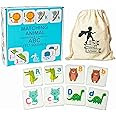 Matching Animal Alphabet Flash Cards - 52 Felts | Animals and Letters Matching Game for Flannel Board | ABC Animal Cards Memory Game for Toddlers | Preschool Flash Cards 3-5 Year Old | Alphabet Games