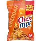 Chex Mix Cheddar Snack Mix, 4.5 oz | Corn Chex, Wheat Chex, Pretzels, Mini Breadsticks, Cheddary Crackers, 60% Less Fat than Regular Potato Chips