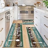 Vaukki Boho Kitchen Rug Sets 3 Piece,Teal Washable Kitchen Mat for Floor | Non Slip Soft Floor Area Runner Carpet for Kitchen, Laundry Room, Sink and Hallway, 20''x32''+20''x47''+20''x59''