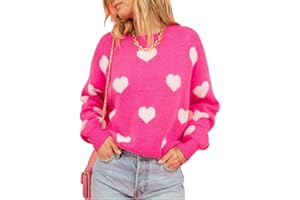 Yiulangde Valentine's Day Heart Sweater for Women Cute Love Shape Sweatshirt Casual Crewneck Valentine Shirt Pullover Tops