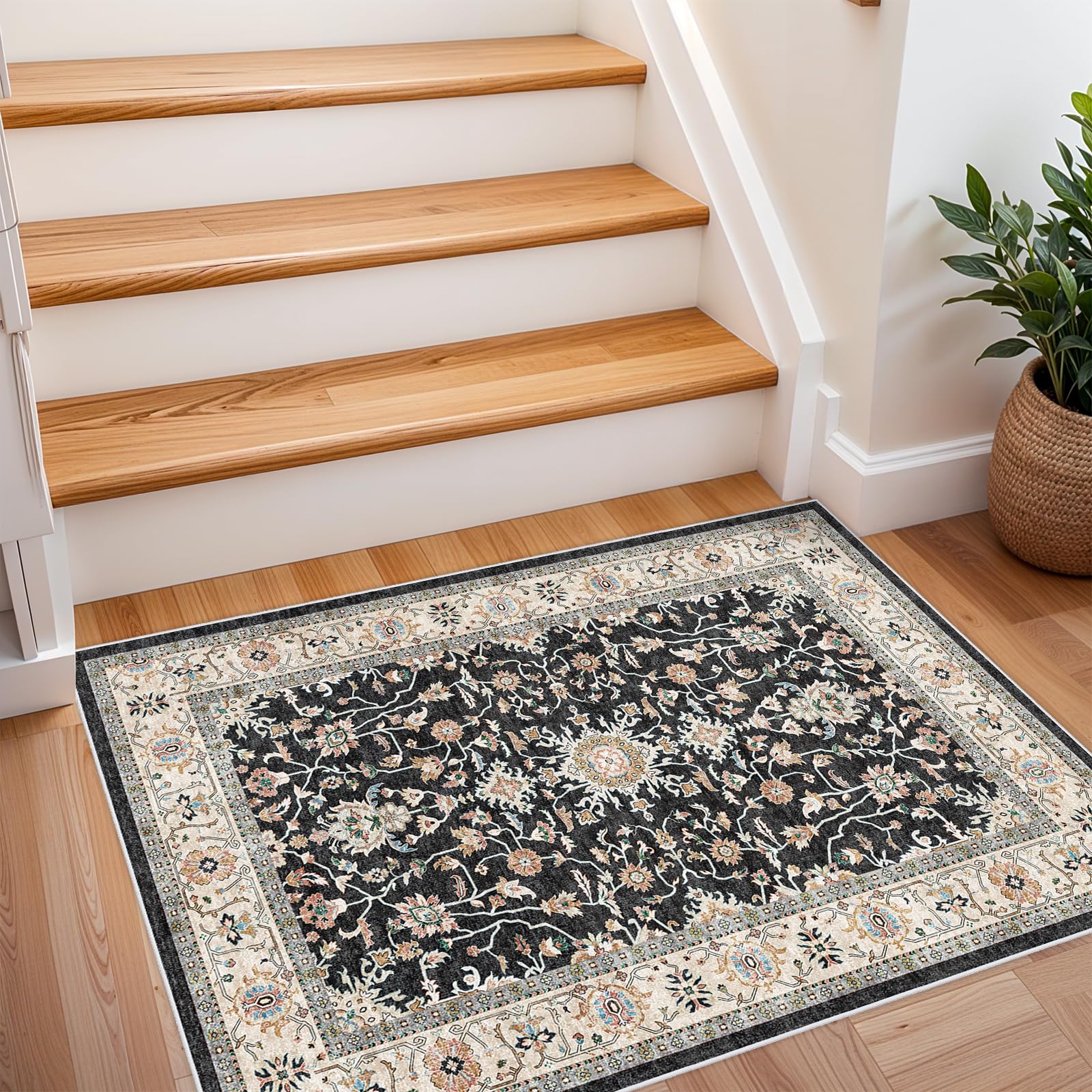 Photo 1 of Washable Hallway Runner Rug 2x3 - Runner Rug Kitchen Rugs and Mats Non Skid Washable Waterproof Carpet Runner for Living Room Bedroom Bathroom (Black, 2X3)