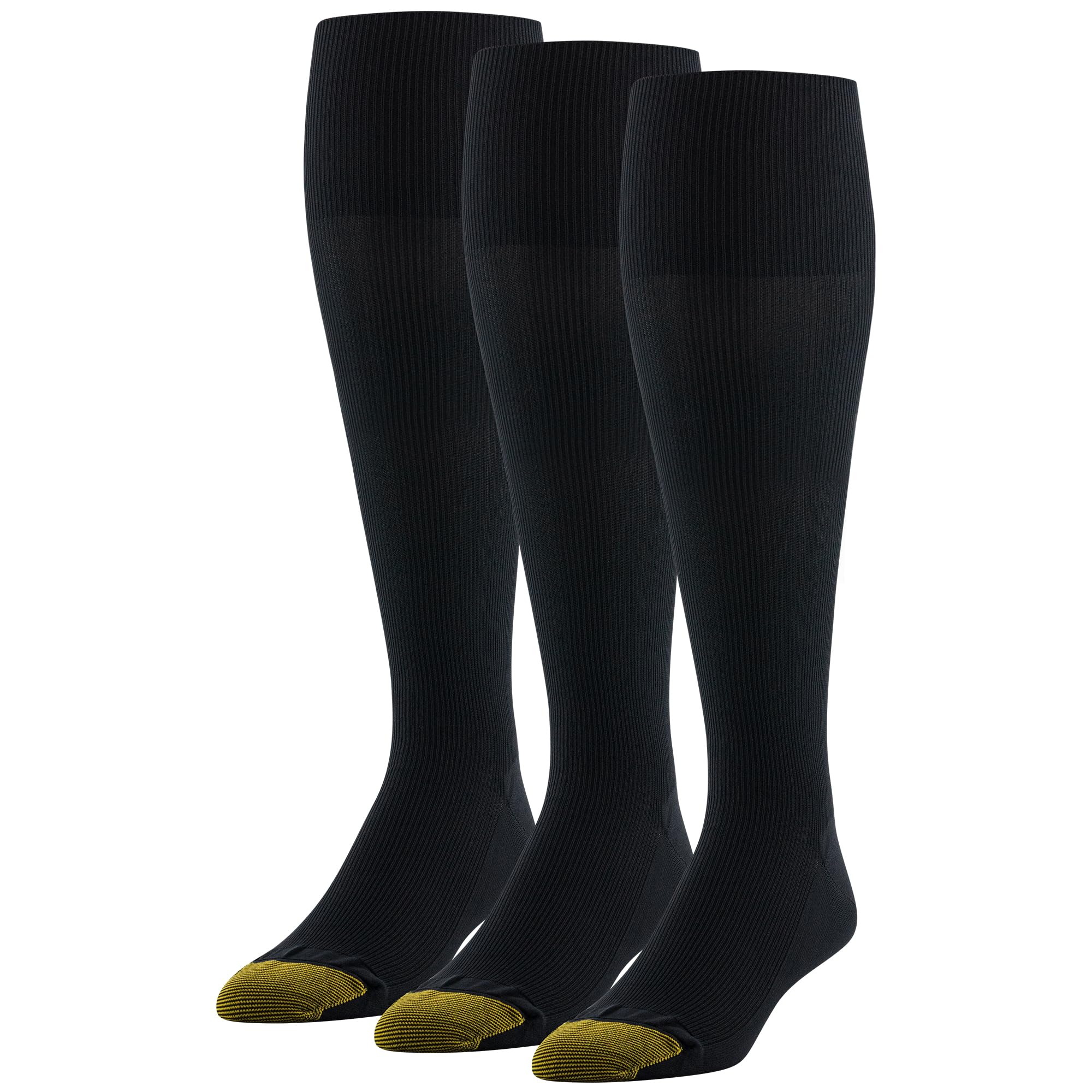 Photo 1 of GOLDTOE Men's Metropolitan Over-The-Calf Dress Socks, 3-Pairs, Black, Large