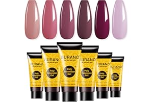 BURANO Poly Extension Gel Nail Kit, 6 Colors Nail Poly Nails Builder Gel Set for Beginner & Professional Using, Poly Nail Gel Kits DIY Starter Kit Nail Art Gift (05 Skin nude)