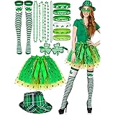 Funtery 14 Pcs St Patricks Day Outfits for Women St Patrick's Day Tutu Skirt Leg Warmers Leprechaun Hat Shamrock Woman Accessories