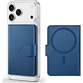 SHIELDON Genuine Leather Magnetic Wallet Compatible with MagSafe - RFID Blocking, 6 Card Slots, Slim Card Holder for iPhone 17/16/15/14/13/12 Series - Nappa Royal Blue