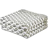 CPC Emerald Green Hand Block Print Waffle Kitchen Towel Set of 3-16 x28 Ultra Absorbent Quick Dry 100% Cotton Dish Towels Lightweight Reusable Sustainable Tea Towels for Cleaning and Drying