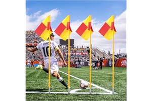 BYGYTYO Soccer Corner Flags With Storage Bag, Set of 4 Football Soccer Training Supplies, Durable Pvc Soccer Flag Poles, Wind Resistant Soccer Flags For Corner , Portable Soccer Court Marker With Corner,