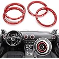 TOMALL 4pcs Aluminum AC Vent Outlet Ring Cover Compatible with Audi A3 S3 RS3 Air Conditioning Inner Vent Trim Decoration Interior Accessories (Red-Inner Ring)