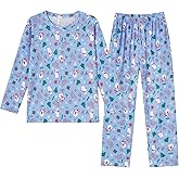 Hupohoi Girls Cotton Blend Pajama Sets Long Sleeve Long Pants Cartoon Sleepwear with Pockets Teen Girls 6 to 18 Years