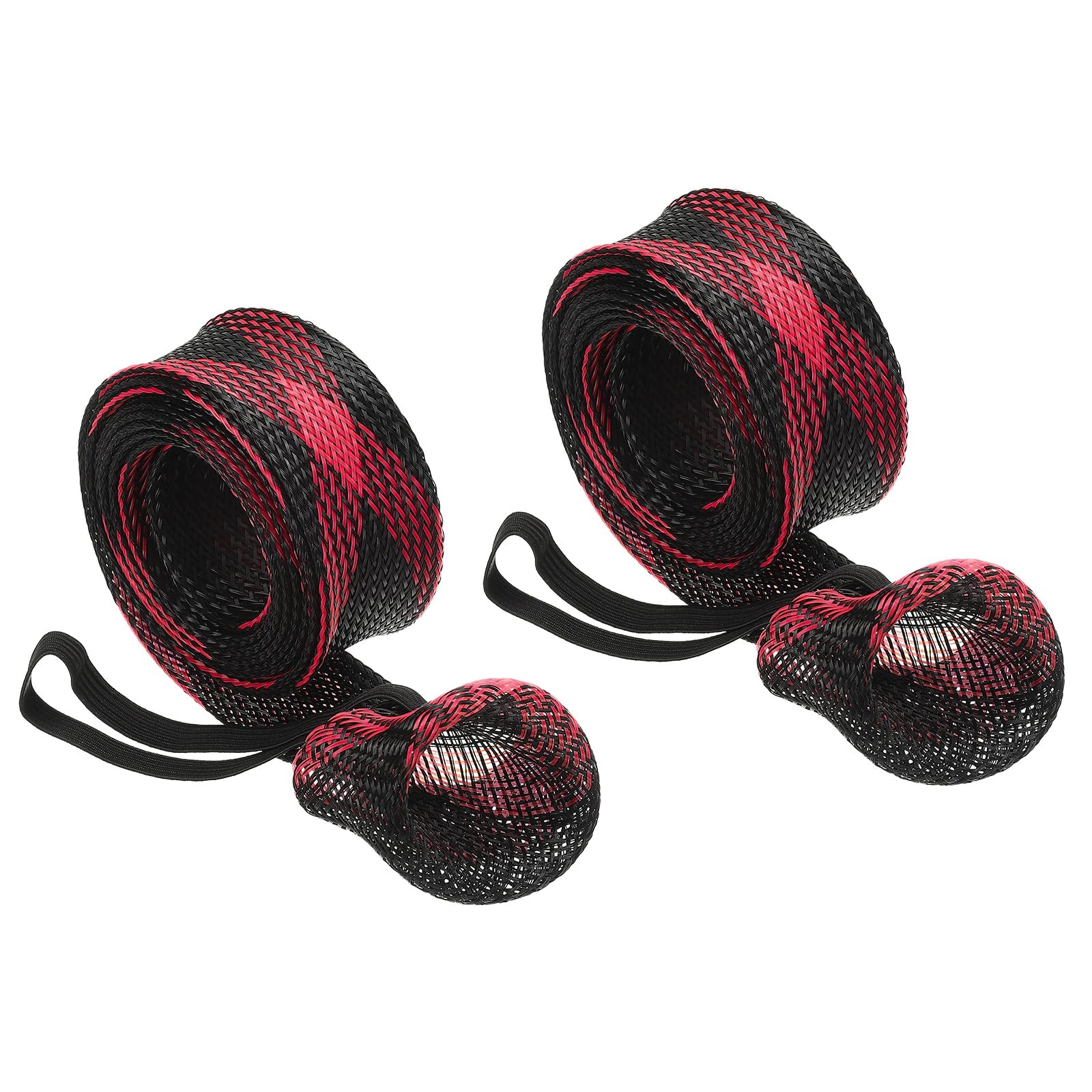 PATIKIL 67 Inch Rod Sock, 2 Pcs Fishing Rod Sleeve Cover Braided Mesh Pole Protector Gloves Fishing Tools Pointed End for Spinning Fishing Rod Fly Rod Ice Rod Casting Rod, Black Red