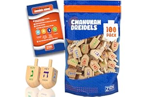 ZION JUDAICA LTD Zion Judaica Bulk Pack Wood Dreidels Medium Bulk-Pack Wooden Hanukkah Dreidles in Ziplock Bag Traditional Chanukah Game Hanukkah Spinning Tops (100 Pack)