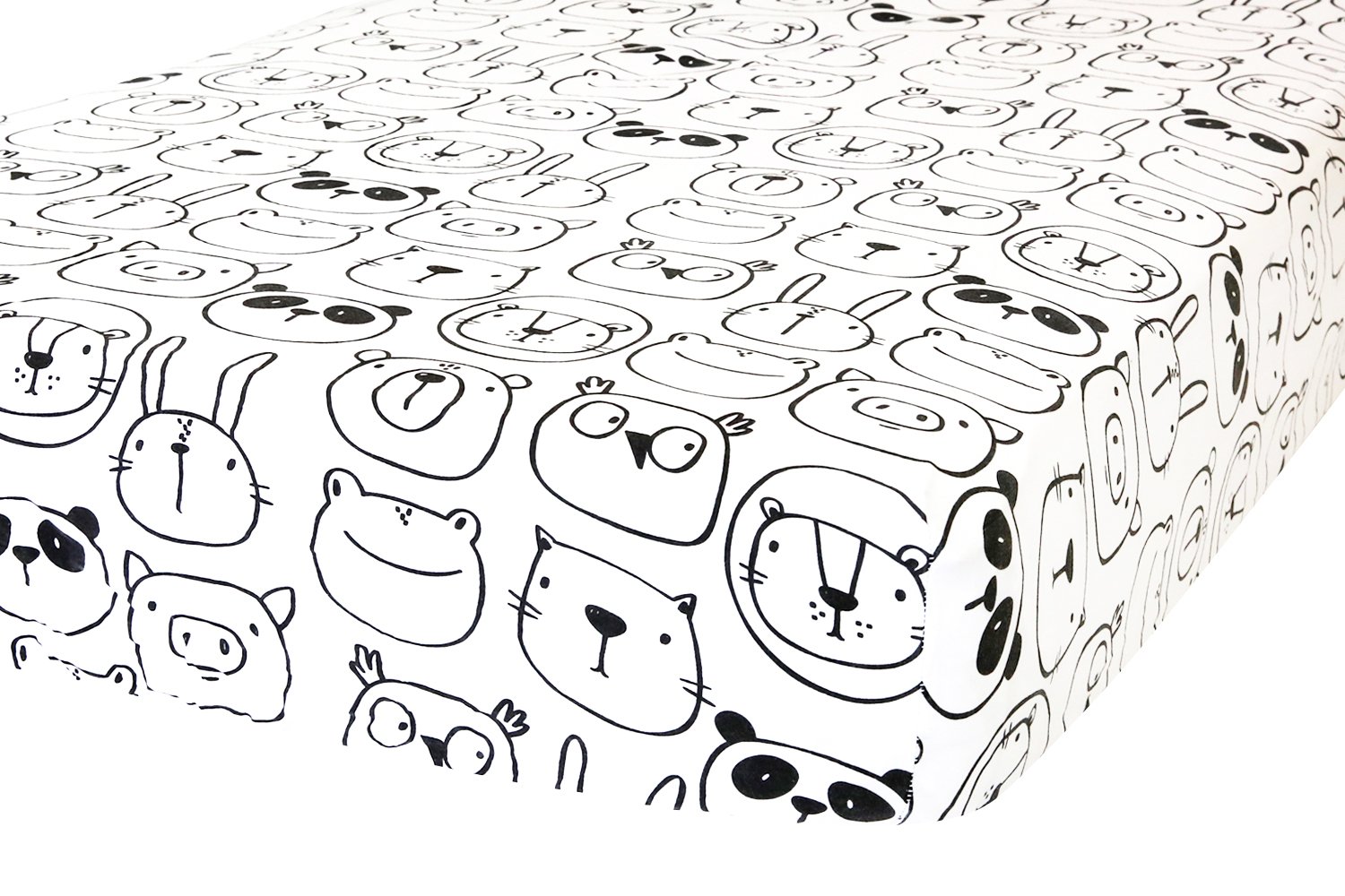 Photo 1 of 100% Cotton Fitted Crib Sheet - Premium Baby Bedding - Soft, Breathable & Durable - Monochrome Animals Print