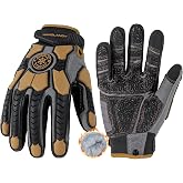 HANDLANDY Insulated Winter Work Gloves for Men, Water Resistant 3m Thinsulate Thermal Heavy Duty Impact Gloves with Touchscreen for Cold Weather (Coffee, Large)